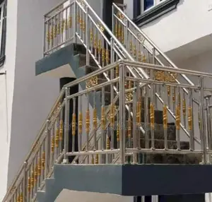 Stainless Handrail Gold Staircase