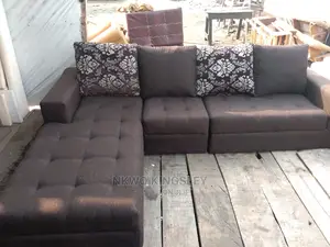 Quality L-Shaped Sectional Living Room Fabric Sofa Chair.
