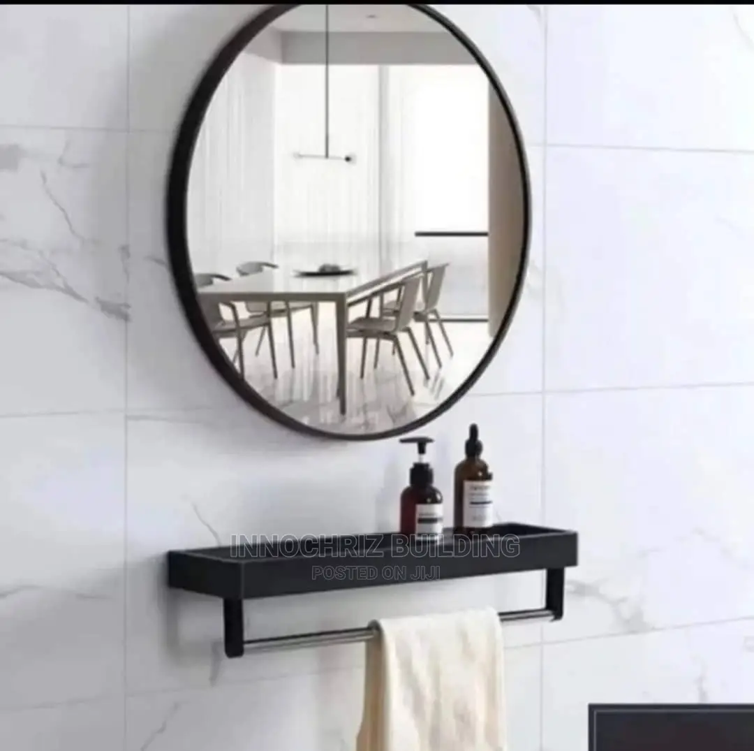 Round Mirror With Shelf