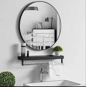 Round Mirror With Shelf