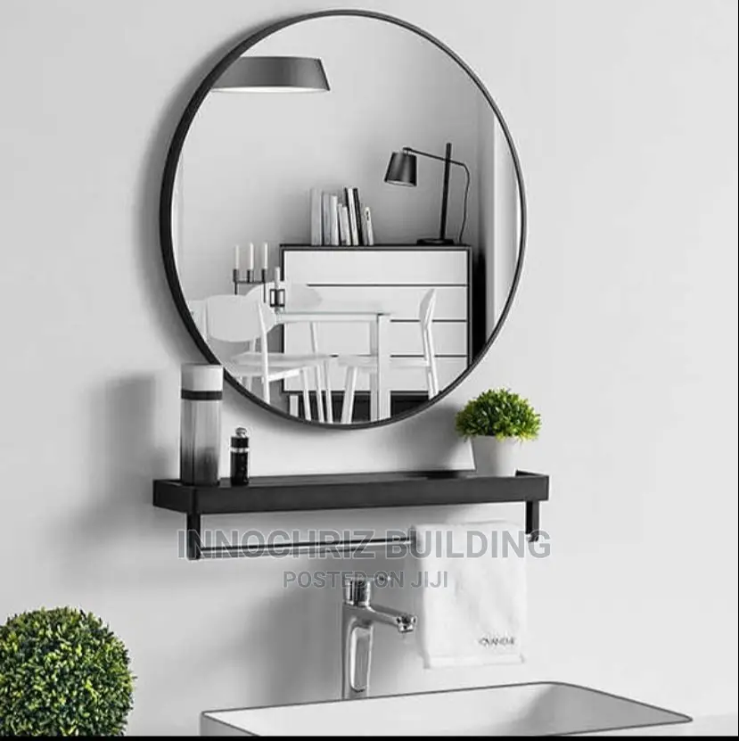 Round Mirror With Shelf