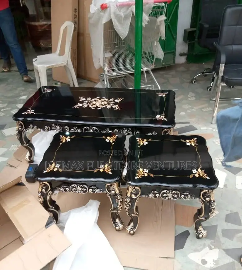 Royal Center Table Set With Two Side Stools.