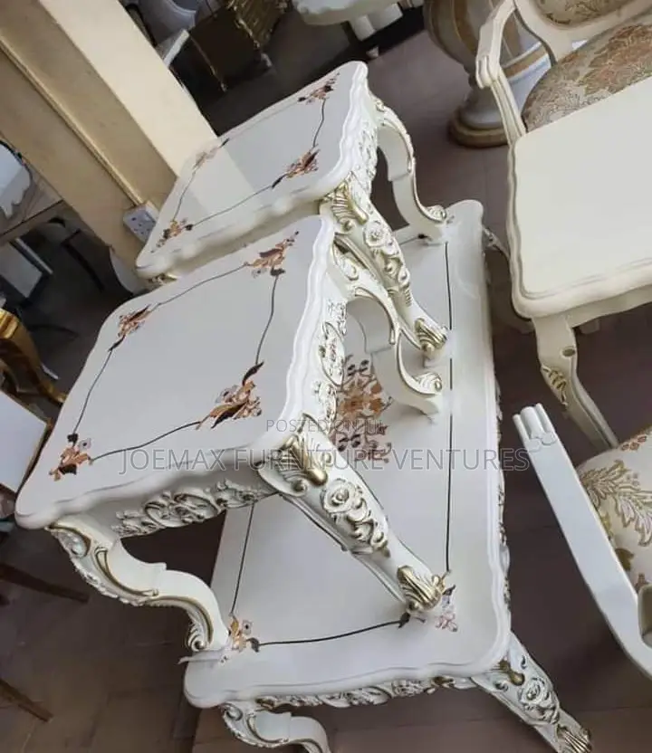 Royal Wooden Center Table Set With Stools.