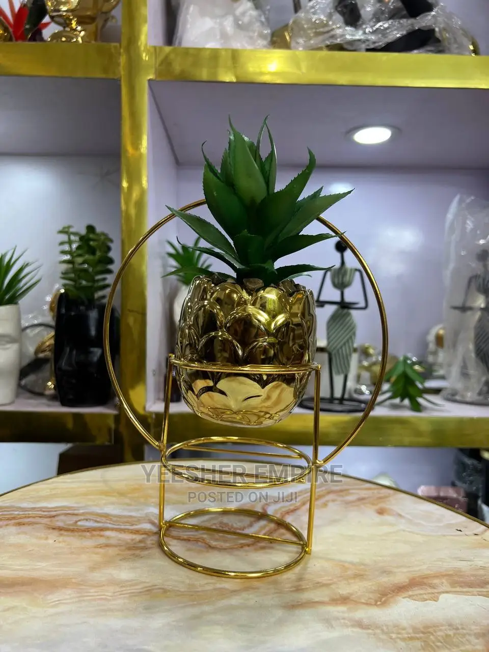 Gold Pine Caged Flower Pot