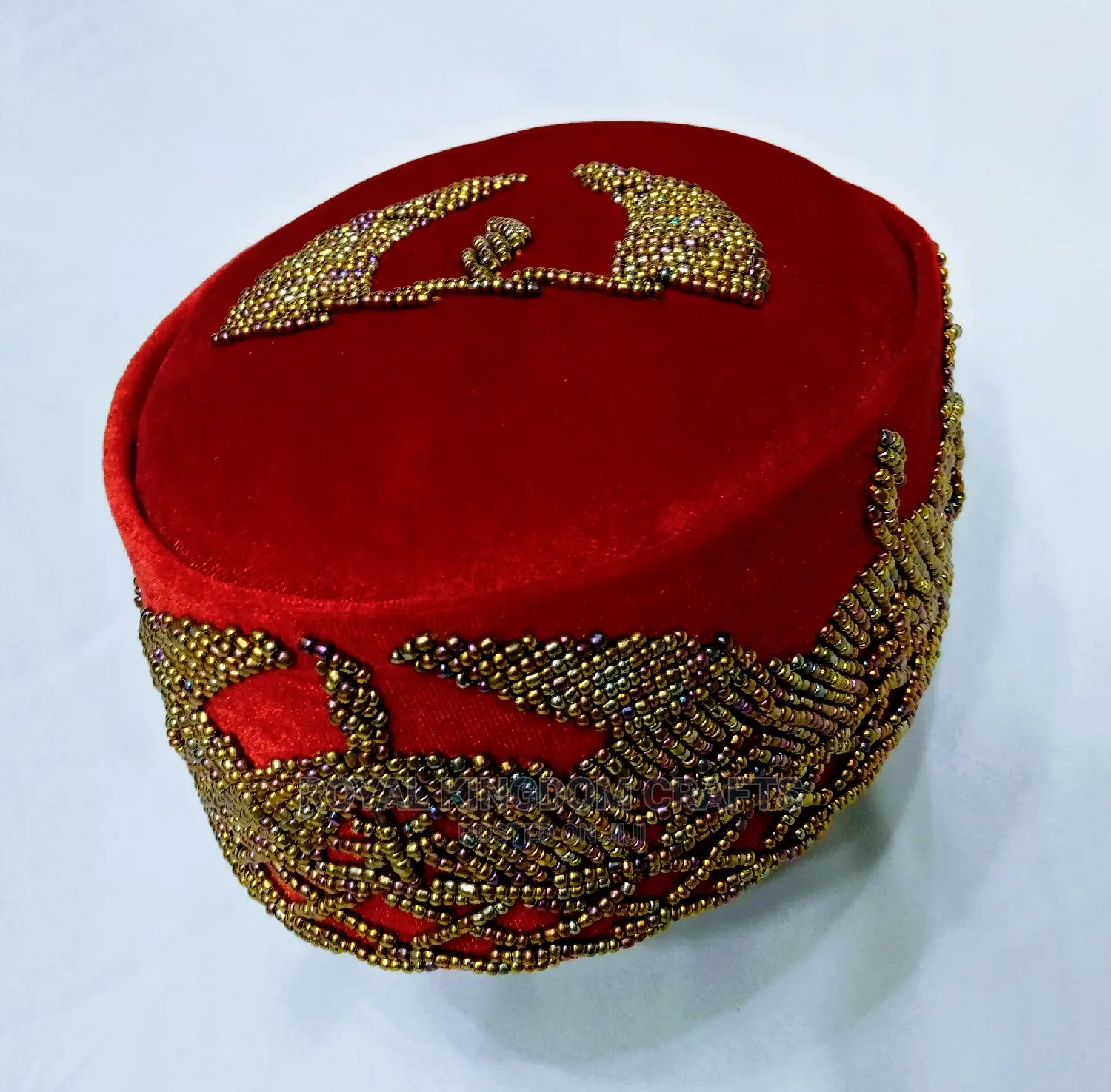 Beaded Royal Cap Red