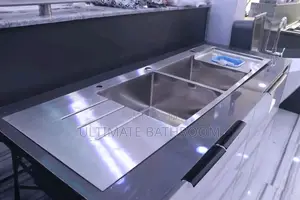 Hand Made Double Bowl Sink With Double Tray