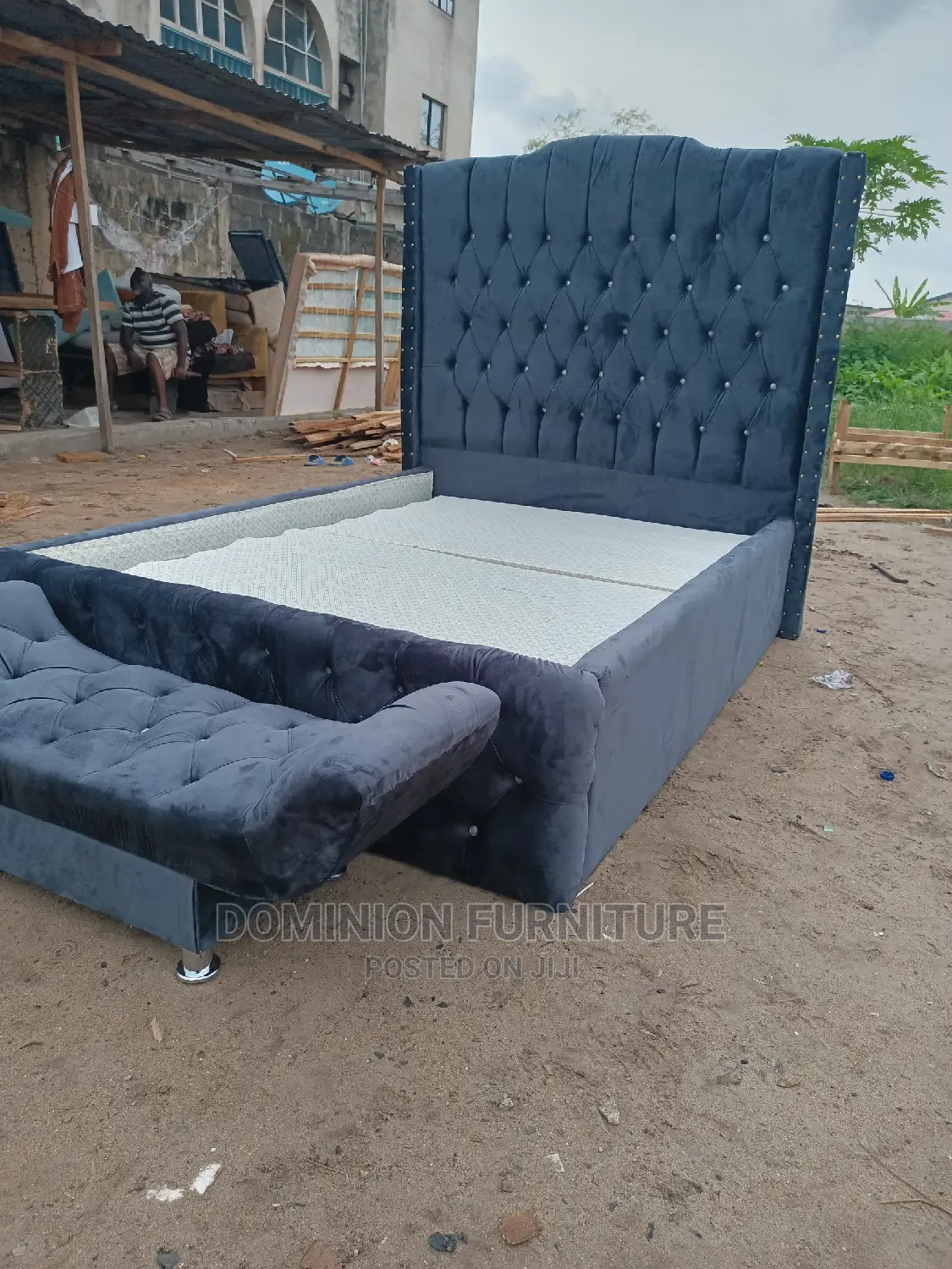 High Back Rest Fabric Padded Bedframe