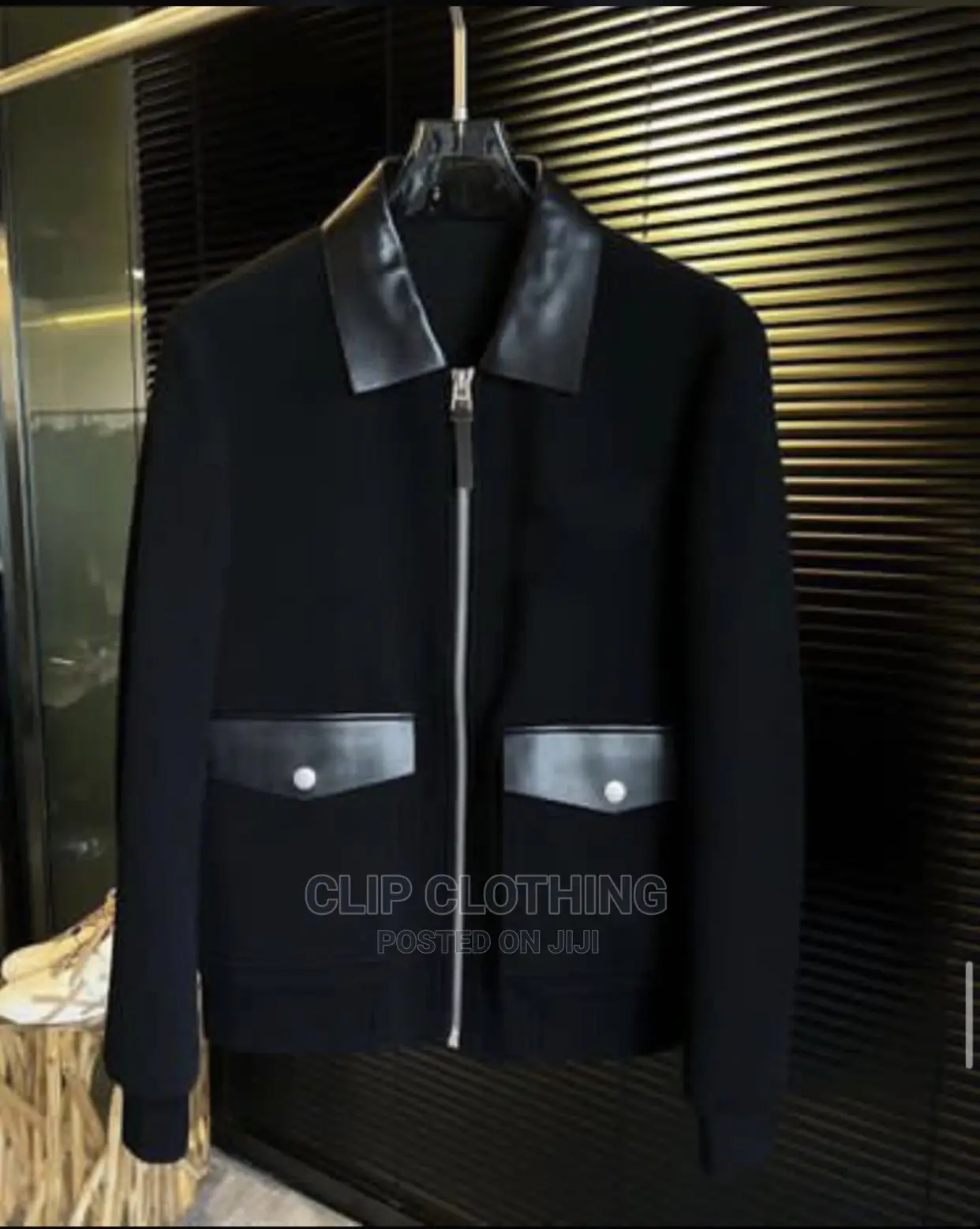 Bump Mix Leather Varsity Jacket