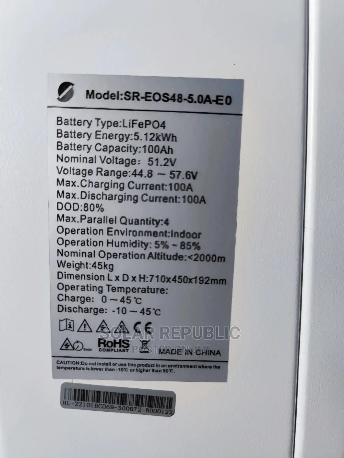 Lithium Battery 5.12kwh 48V