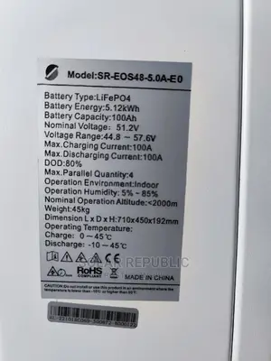 Lithium Battery 5.12kwh 48V