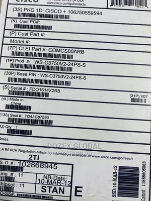 Cisco 3750v2-24ps-S POE Switch