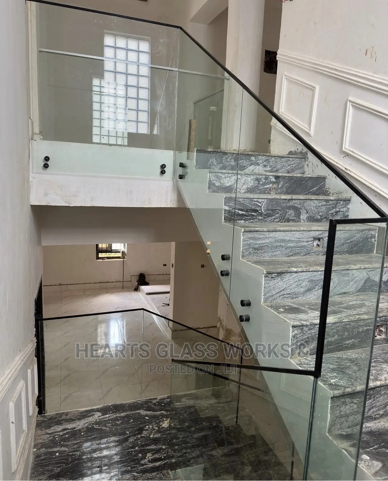 Post Pin Stairs Glass Installation