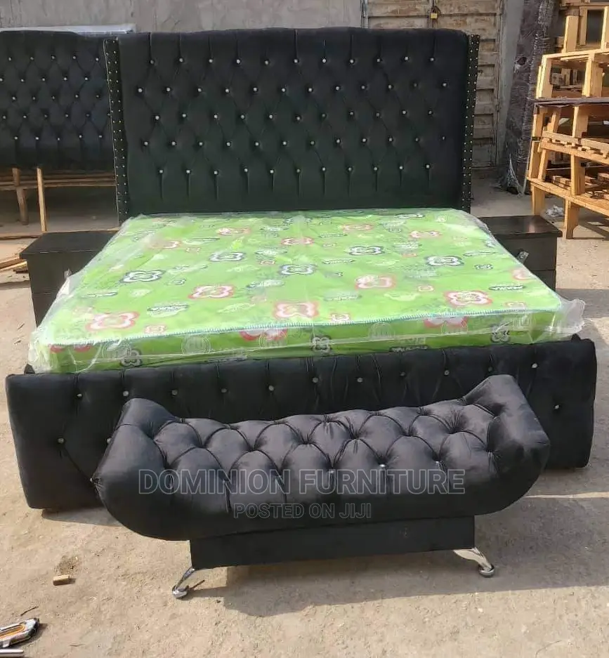 High Back Rest Fabric Padded Bedframe