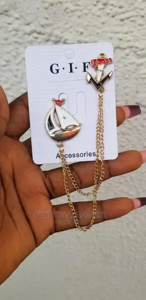 Sailor Inspired Lapel Gold Brooch