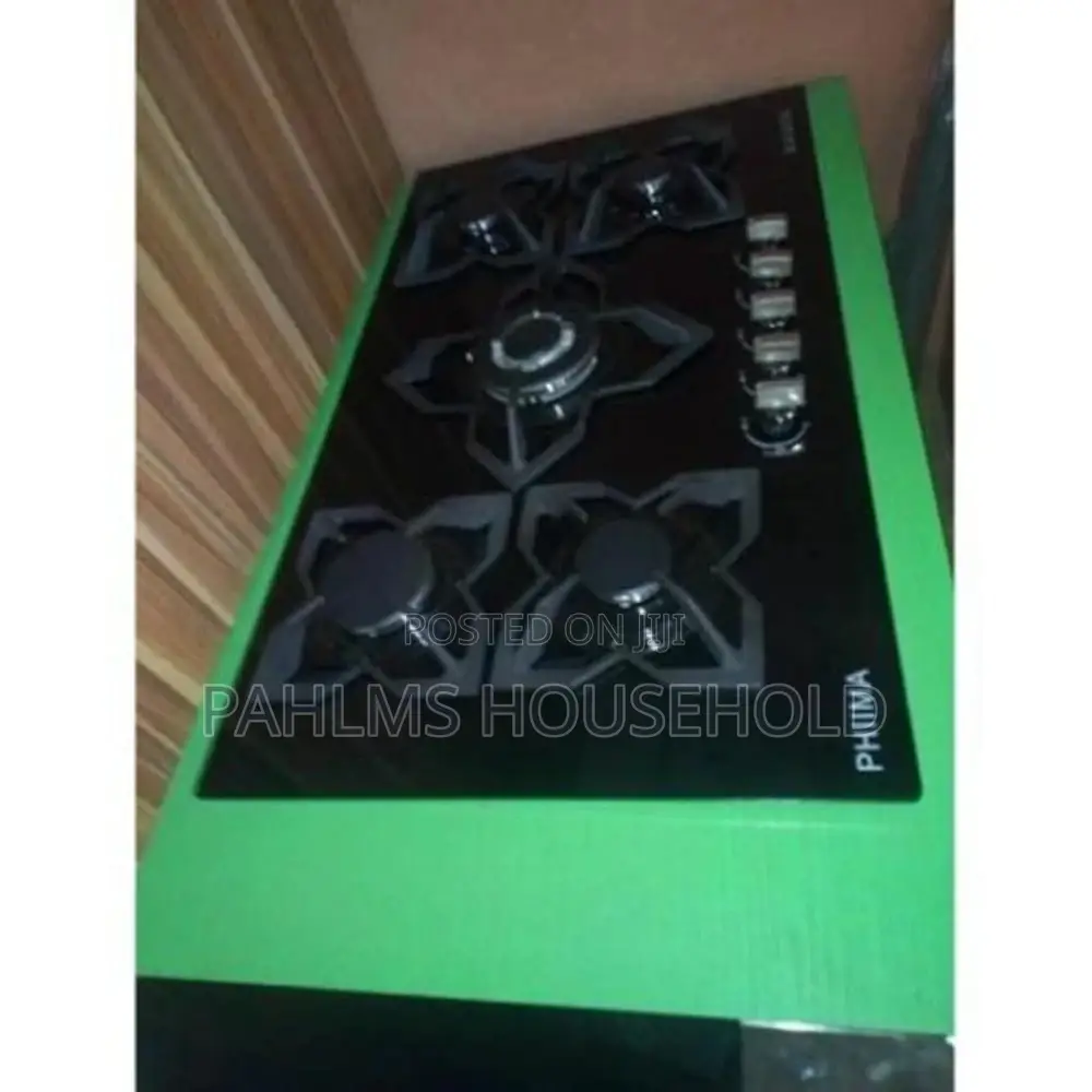 Built-in 90cm Phiima Tempered Glass 5 Burner Gas Hob