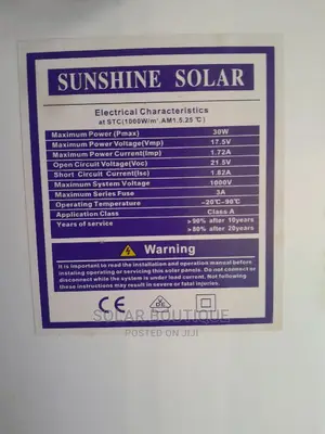 30watts Sunshine Solar Panel
