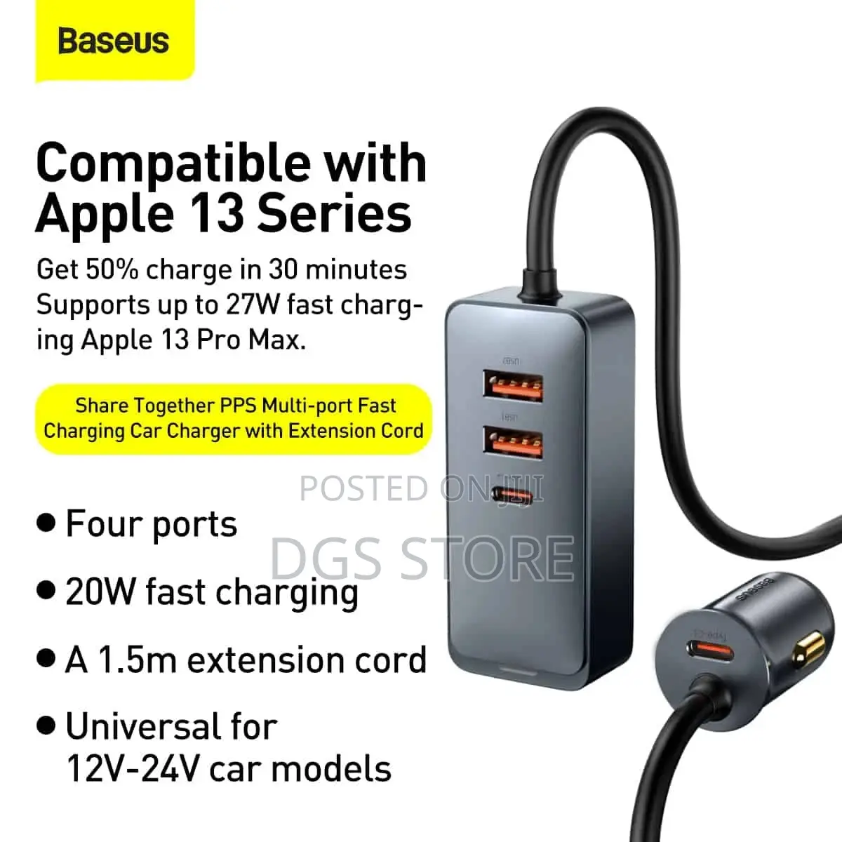 Baseus Share Together PPS Car Charger 120w 2U+2cfastcharging