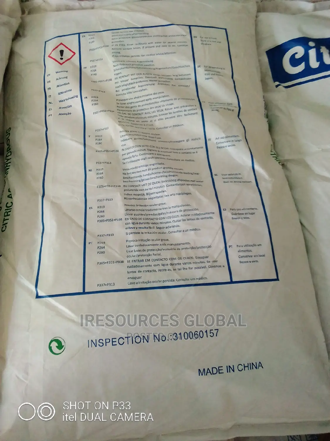 Citric Acid Anhydrous Monohydrate 99.5%