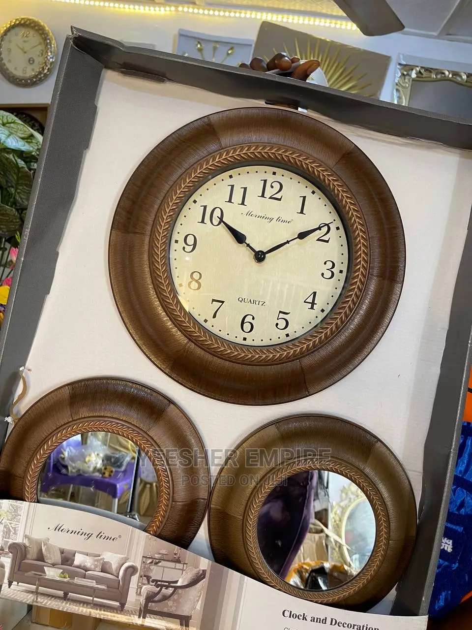 Classy Wooden Clock With Mirror