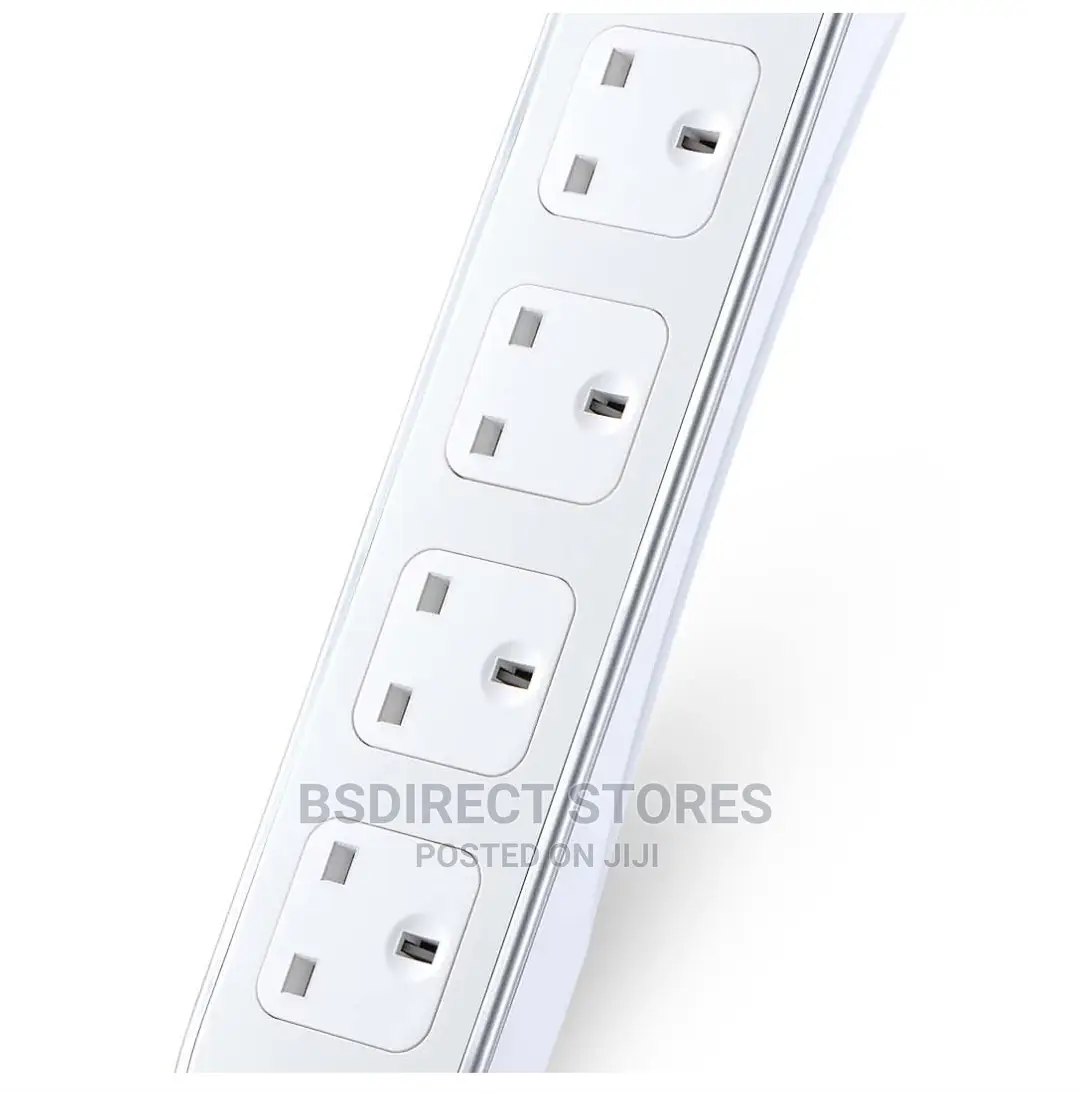 Masterplug WHITE 4 Socket Power Surge Protected Lead + 2 USB