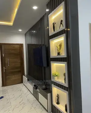 Tv Console With Wall Cladding and Led Lights