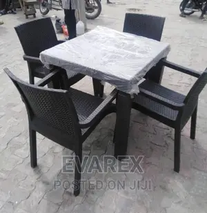 Quality Rubber/Plastic Outdoor Chairs With Table.
