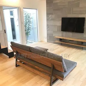 Stylish Natural Timber Metal Framed Sofa