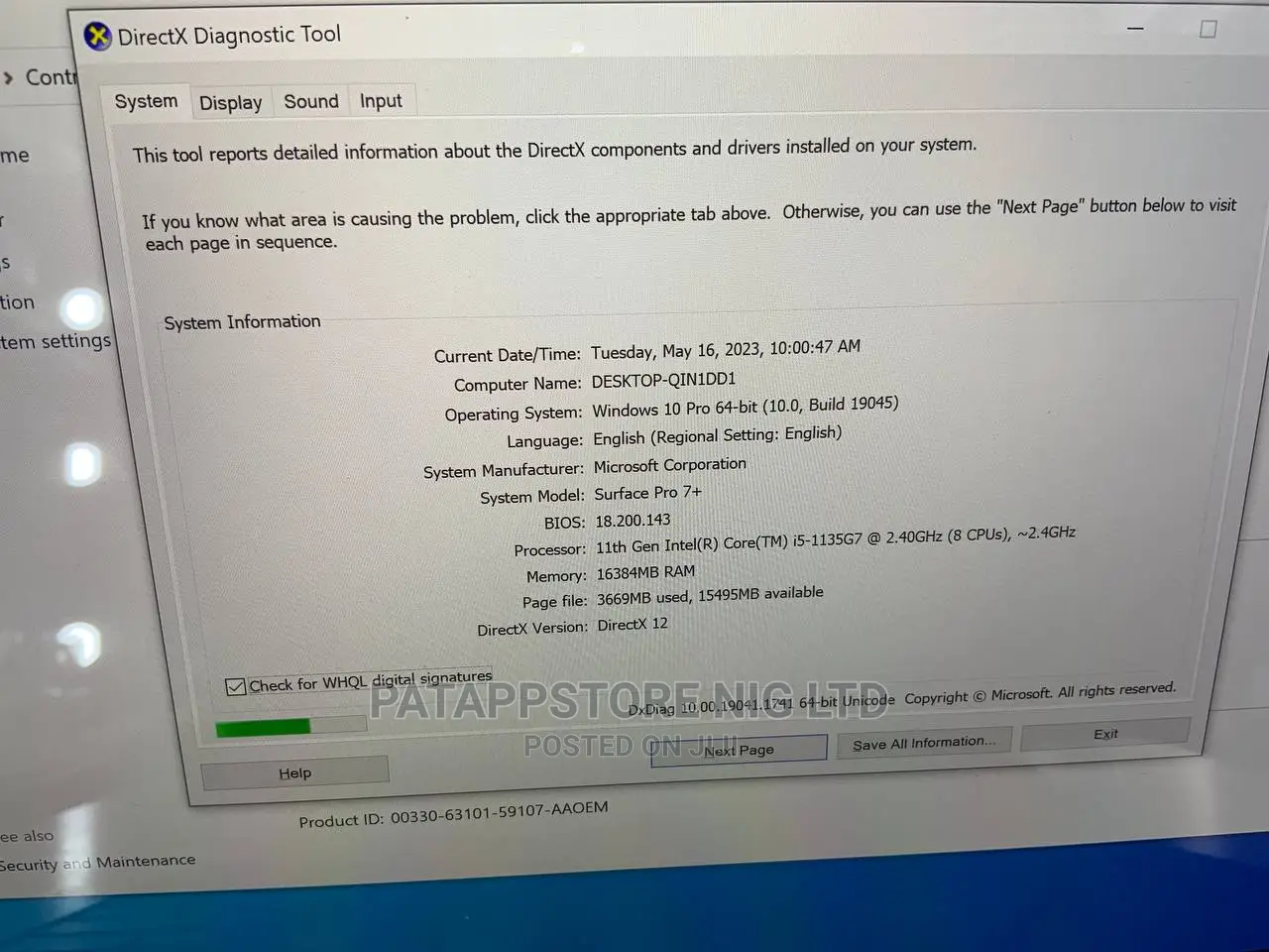 Laptop Microsoft Surface Pro 7+ 16GB Intel Core I5 SSD 256GB