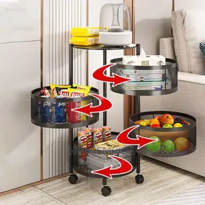 5 Tier Rotating Storage Basket Rack Stackable Metal Basket