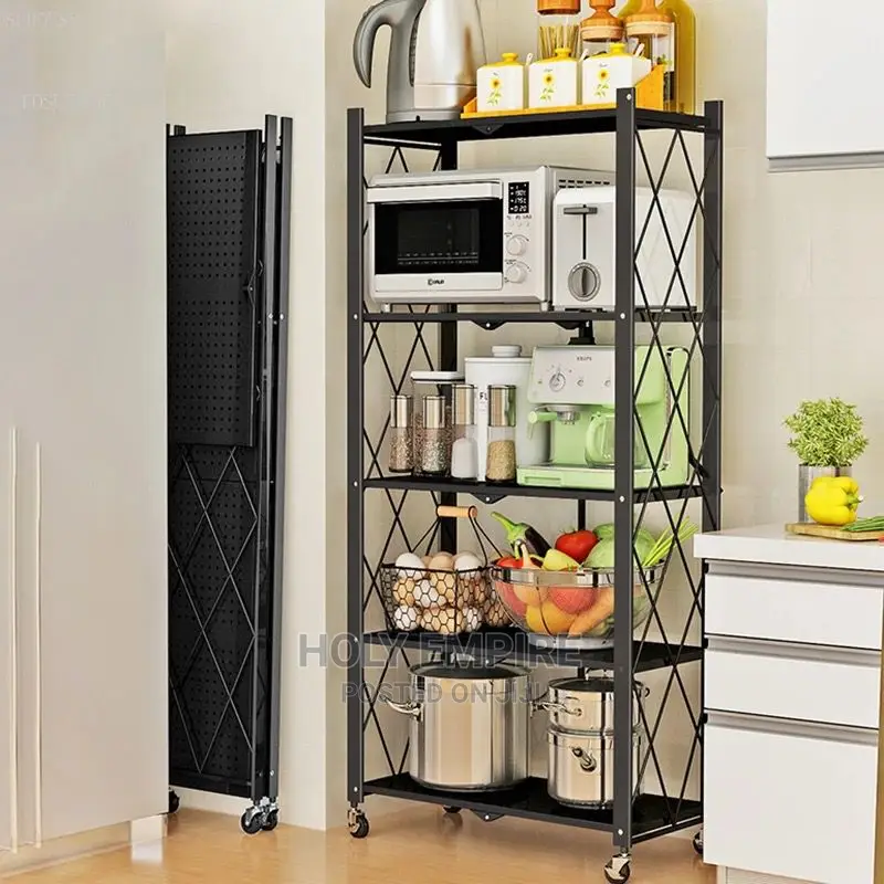 Foldable 5 Layer Storage Rack Kitchen Shelf