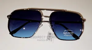 River Island Silver Colour Aviator Blue Men's Sunglasses