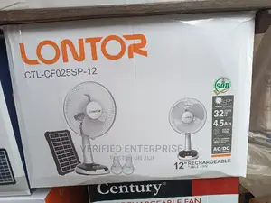 Rechargeable Table Fan With Solar Panel and 2 Bulbs.