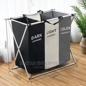 Foldable Laundry Basket Three Grid Organizer Basket
