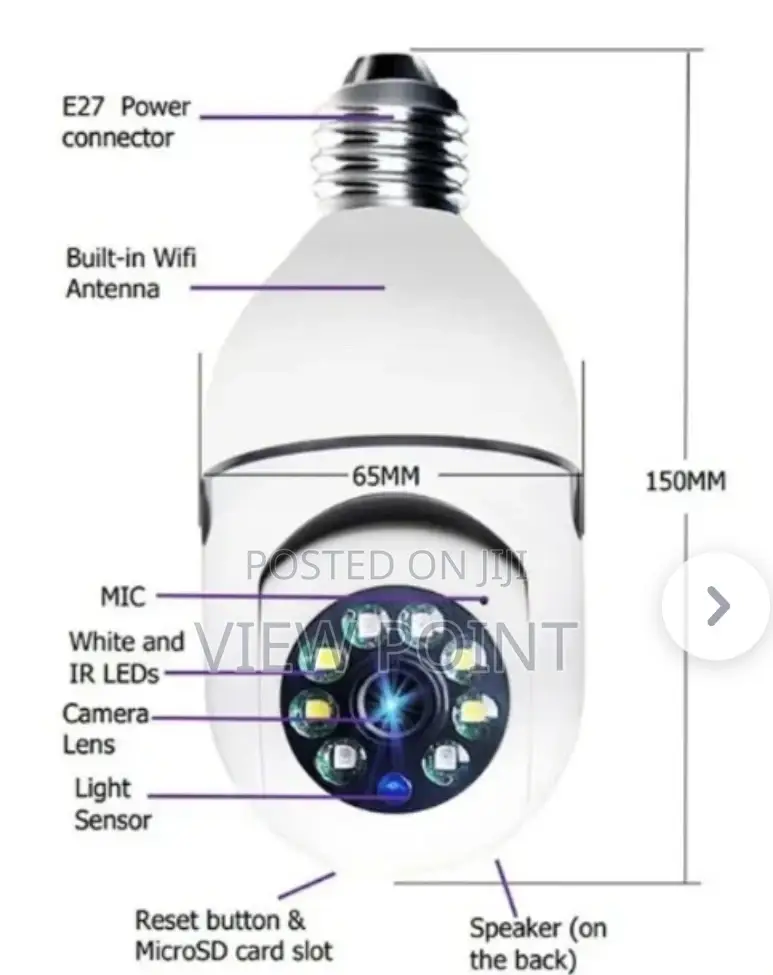 Bulb Camera 1080p Security - PTZ 360 Degree