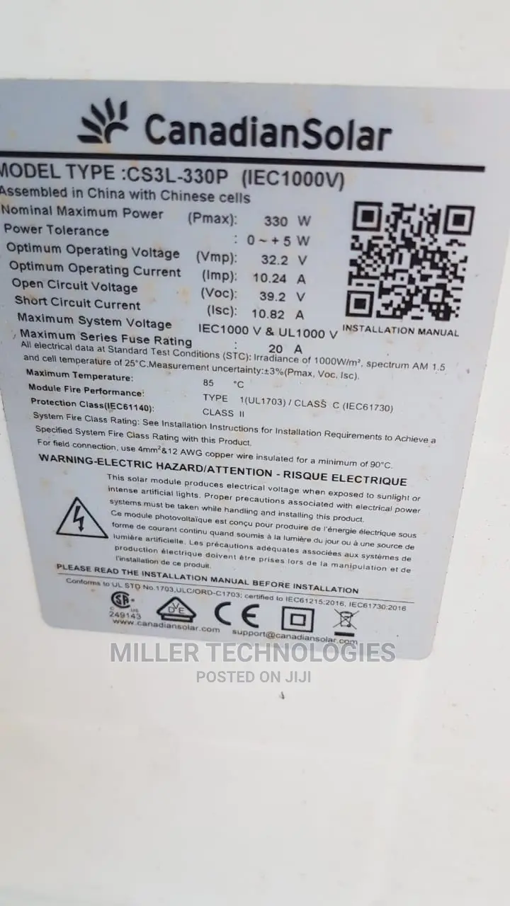 330w Canadian Used Solar Panel in Ojo - Solar Energy, Miller ...