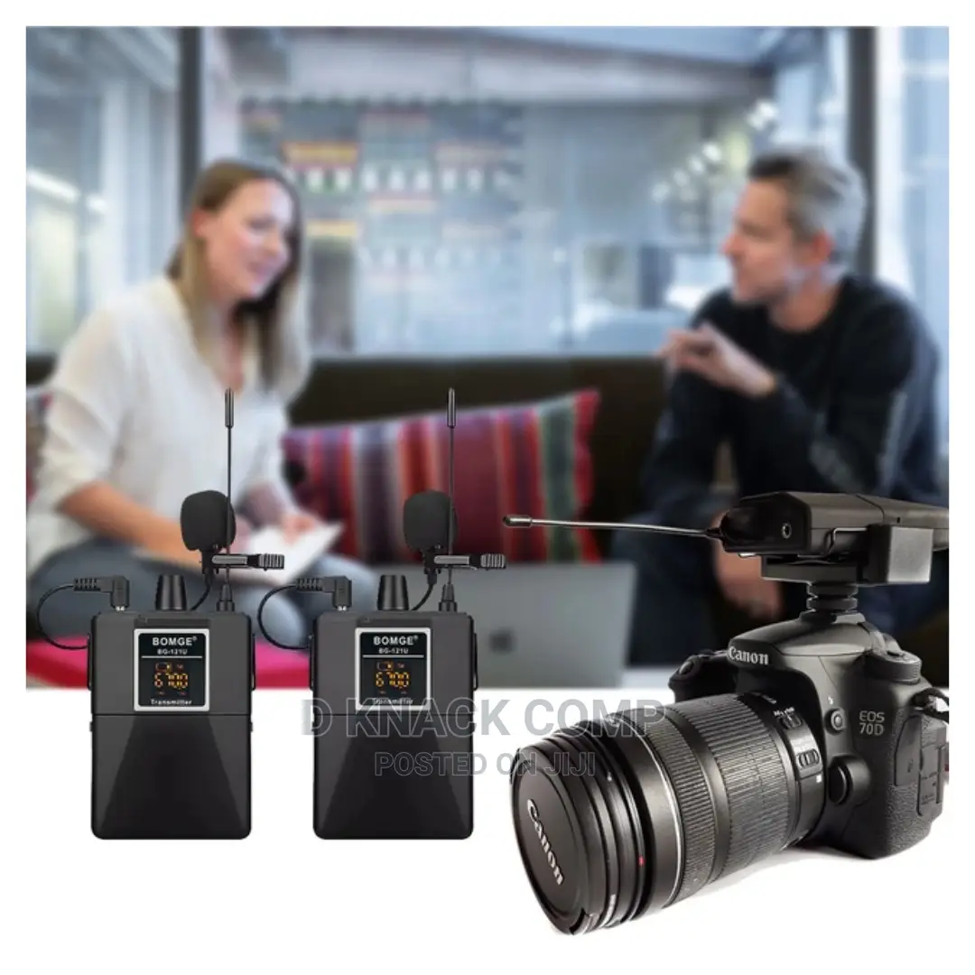 BOMGE 30 Channel UHF Wireless Dual Lavalier Microphone Lapel in