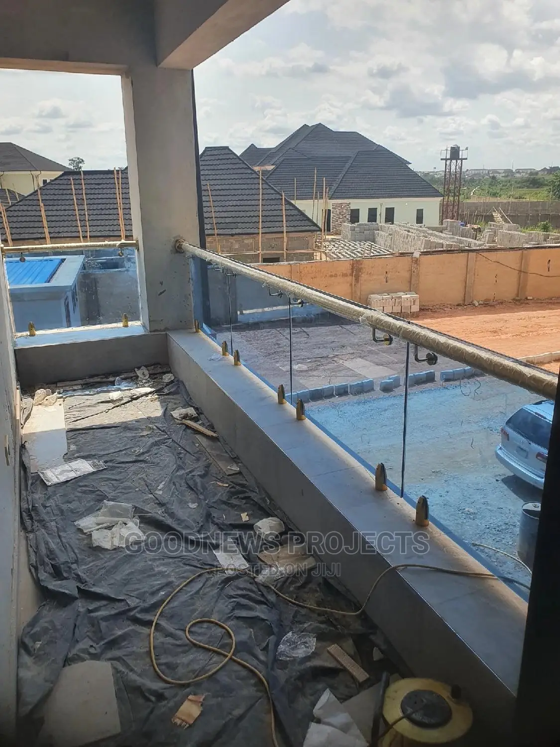 Frameless Blue Glass Handrail