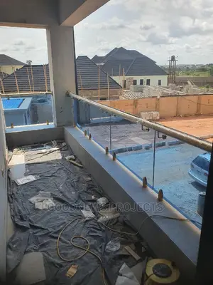 Frameless Blue Glass Handrail