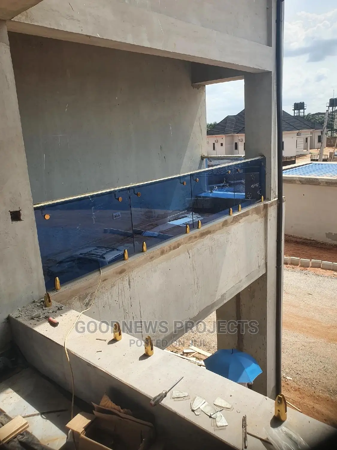 Frameless Blue Glass Handrail