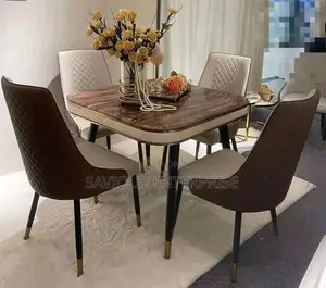 Marble Round Dining Table With Executive Chair