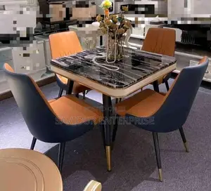 Marble Round Dining Table With Executive Chair