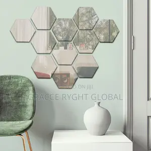 12pcs Hexagon Decor Sticker Mirror