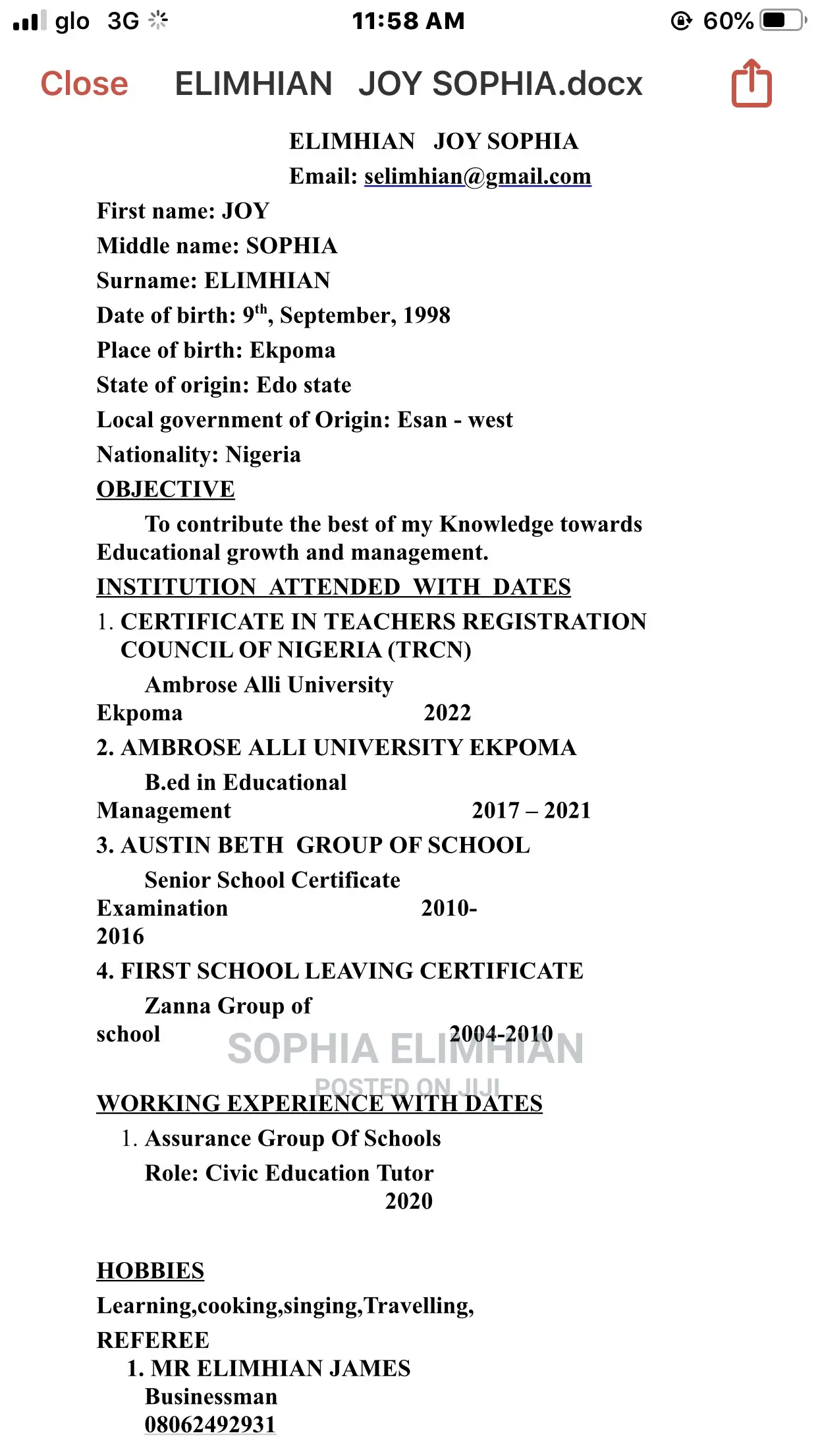 Clerical Administrative CV