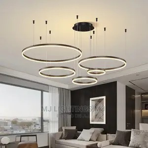 Modern Brushed LED Rings Chandelier