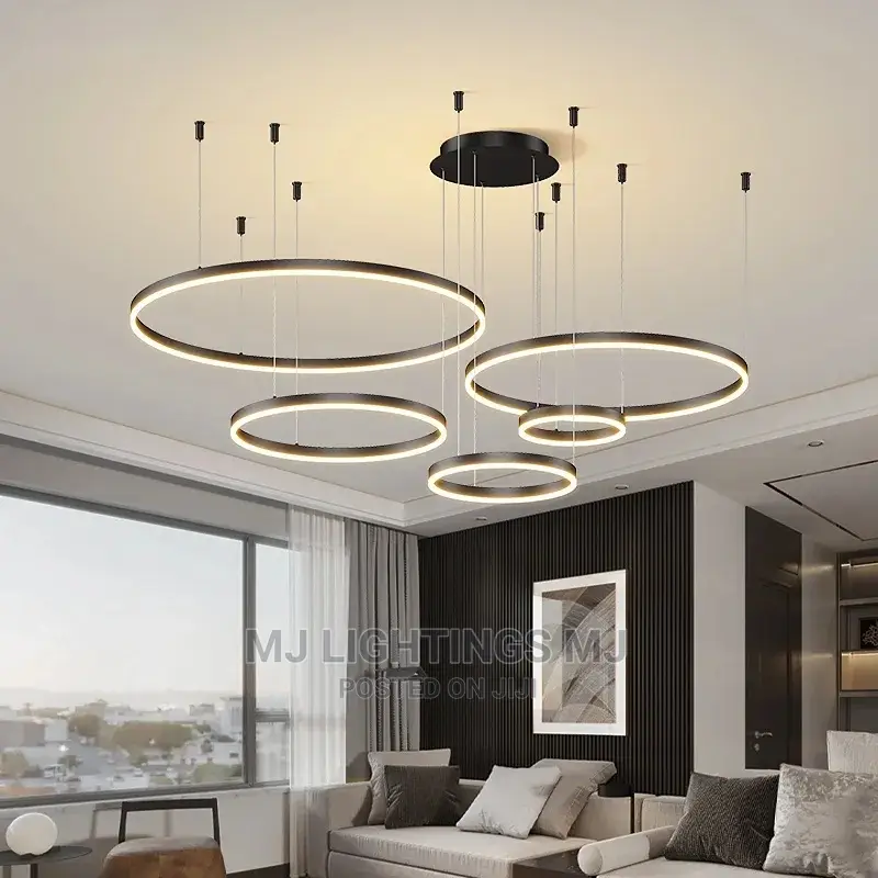 Modern Brushed LED Rings Chandelier