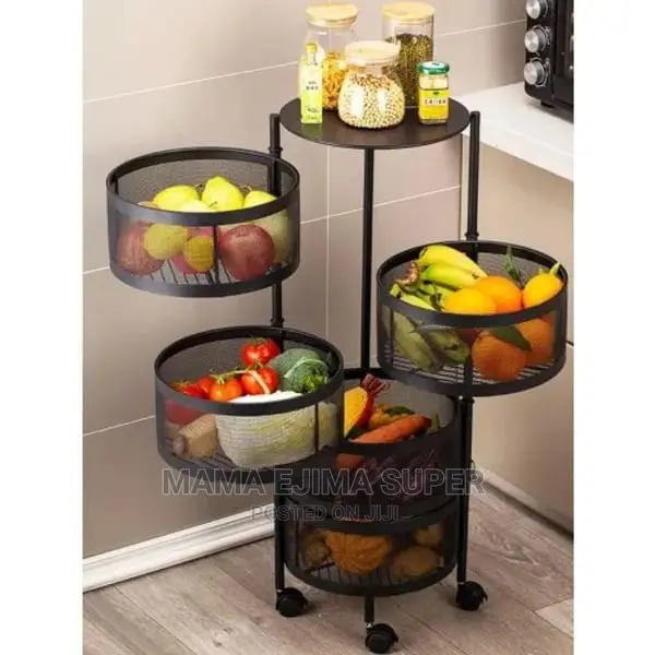 Rotating Round Fruit and Vegetable Storage Rack - 5 Layers