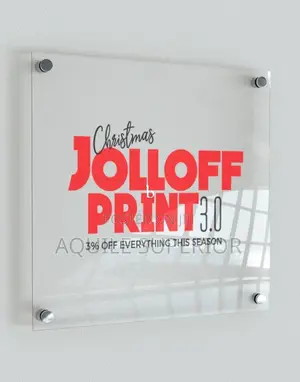 Acrylic Office Signage With Vinyl Lettering, Reception Name Board