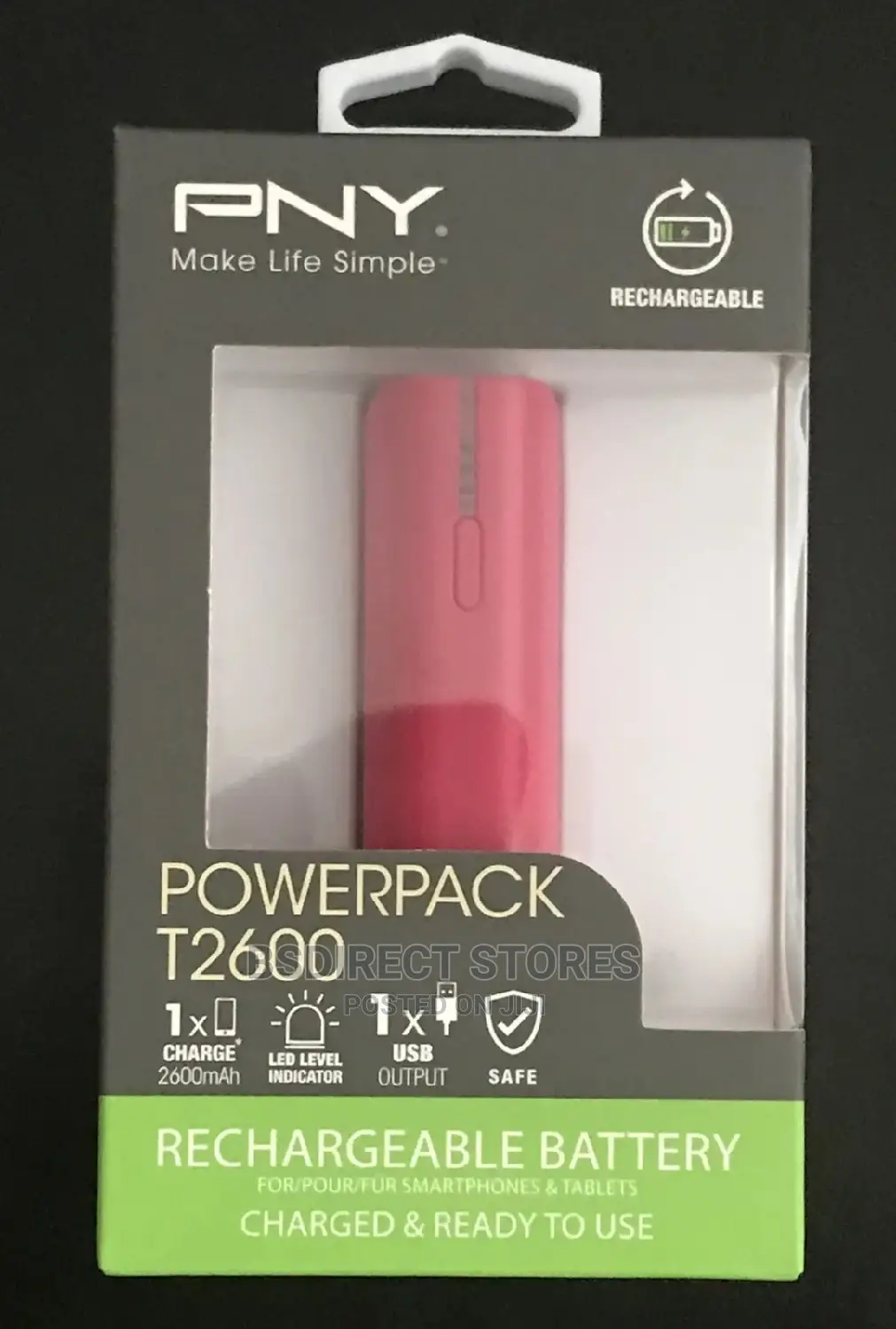 PNY - Powerpack T2600 USB Rechargeable External Battery Pink
