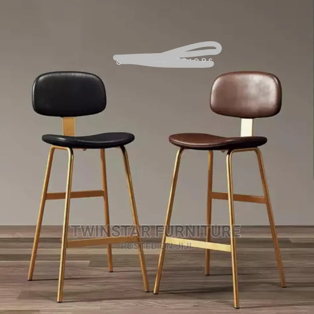 New Modern Golden Frame High Bar Stools With Back Rest