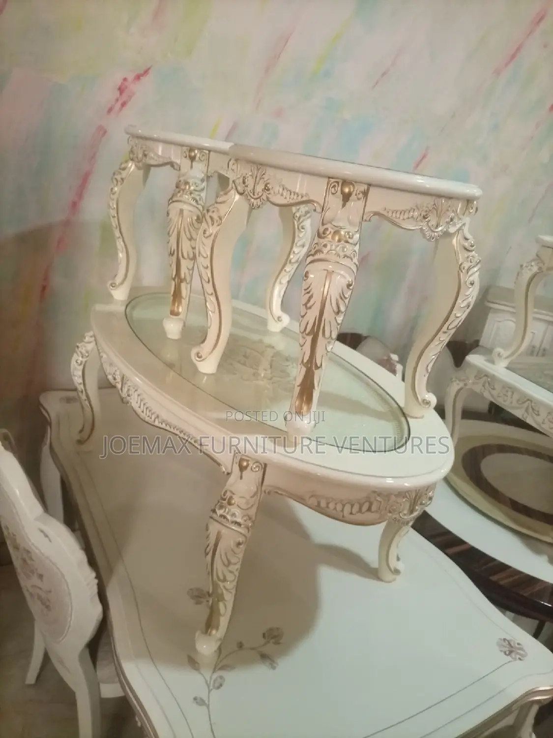 Center Table Set With Two Side Stools.